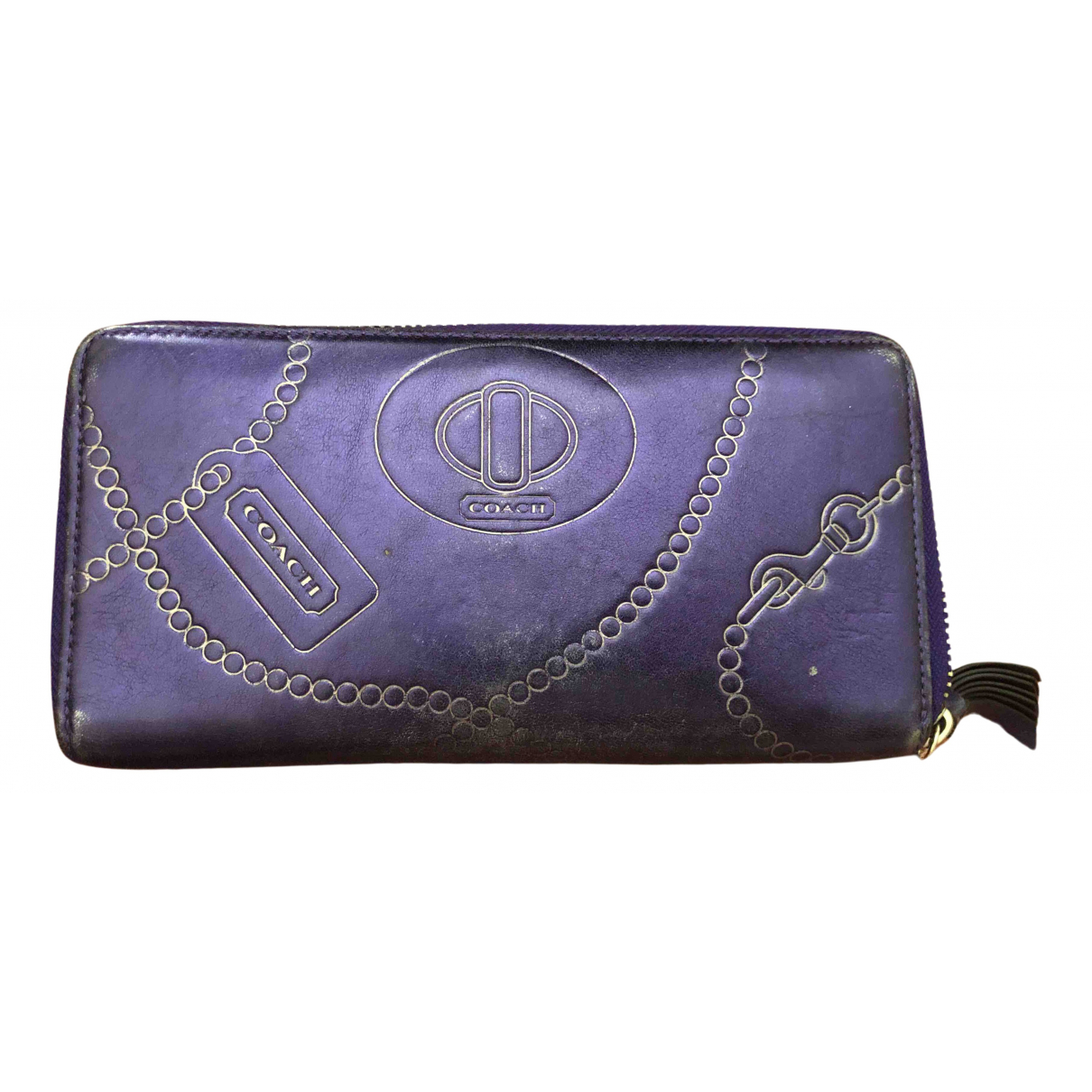 Leather wallet Coach Purple in Leather 